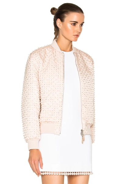 Shop Givenchy Crystal Pearl Embroidered Bomber In Skin