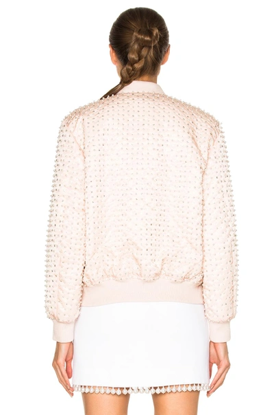 Shop Givenchy Crystal Pearl Embroidered Bomber In Skin