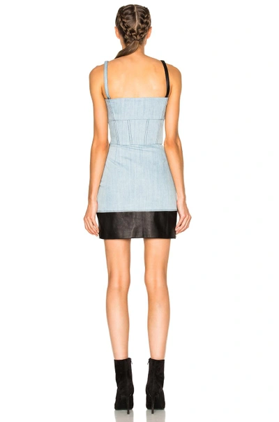 Shop Fausto Puglisi Woven Mini Dress In Blue