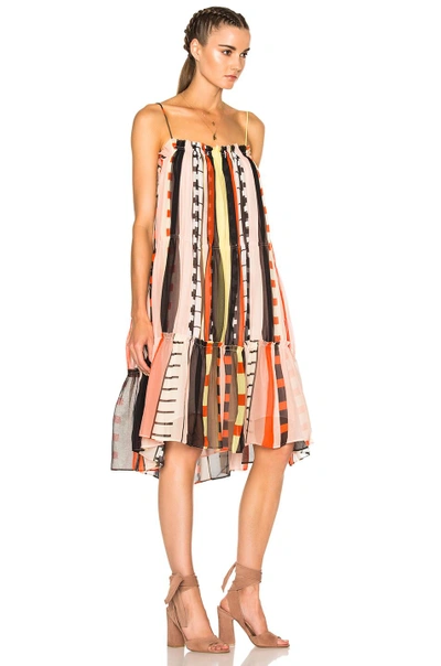 Shop Apiece Apart Dafni Sweep Dress In Abstract, Geometric Print, Orange, Yellow. In Abstract Soilel Stripes