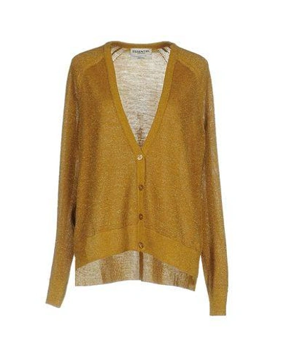 Shop Essentiel Antwerp Woman Cardigan Ocher Size S Polyester, Acrylic, Wool In Yellow