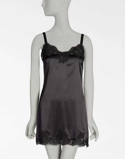 Dolce & Gabbana Slip Dress In Silk With Embroidery In Black