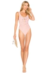 MARA HOFFMAN TERRY LACE UP ONE PIECE,S704100810