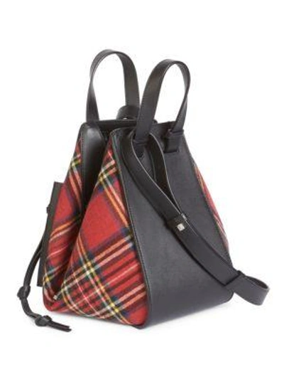 Shop Loewe Hammock Plaid Shoulder Bag In Black-red