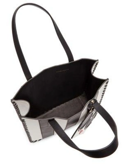 Shop Alice And Olivia Alex North South Leather Tote In Black-white