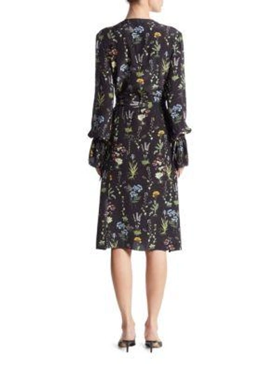 Altuzarra Leighton Floral-print Long-sleeved Midi Dress In Black Multi ...