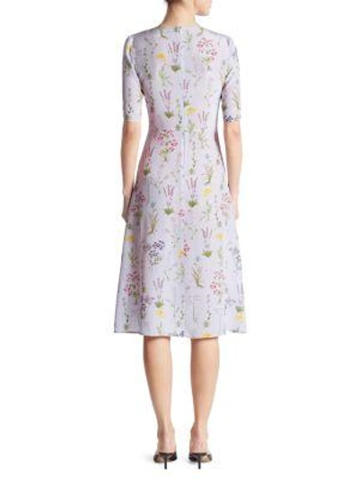 Shop Altuzarra Sylvia Cinched Garden-print Silk Dress In Lilac Multi
