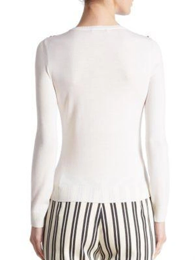 Shop Altuzarra Hermione Floral-embellished Merino Wool Sweater In Natural