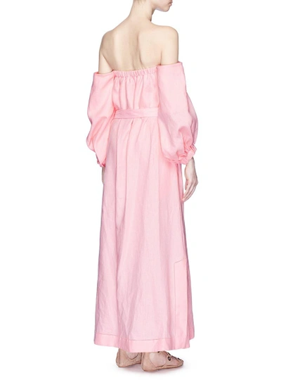 Shop Lisa Marie Fernandez 'rosie' Off-shoulder Belted Linen Maxi Dress