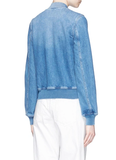 Shop Stella Mccartney Palm Tree Embroidered Denim Bomber Jacket