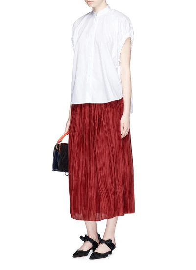 The Row Juri Pleated Silk Midi Skirt Dark Red ModeSens