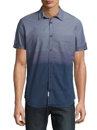 Calvin Klein Ombre Cotton Shirt In Insignia Blue