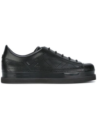 Shop Emporio Armani Hole-punch Detail Sneakers