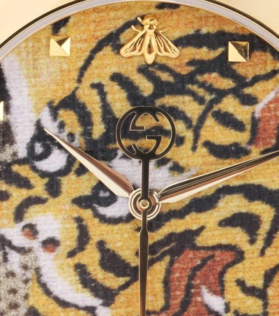 Shop Gucci Bengal-print Watch In Gold
