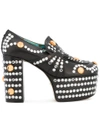 Gucci Crystal Studded Platform Loafer Pumps