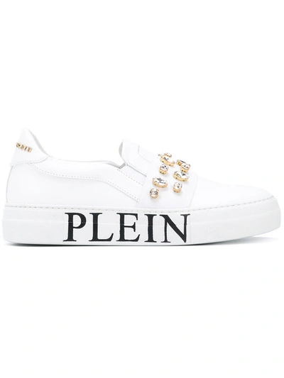 Shop Philipp Plein Embellished Slip On Sneakers