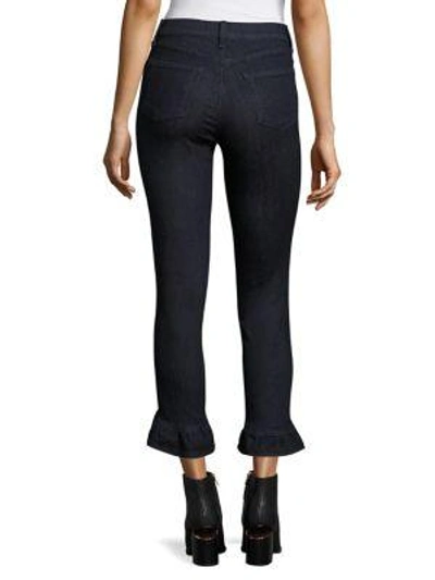 Shop J Brand Ruby High-rise Ruffled Cropped Skinny Jeans/flourish In Fluorish