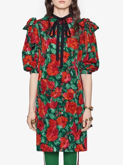 Shop Gucci Poppy Snake Jacquard Dress