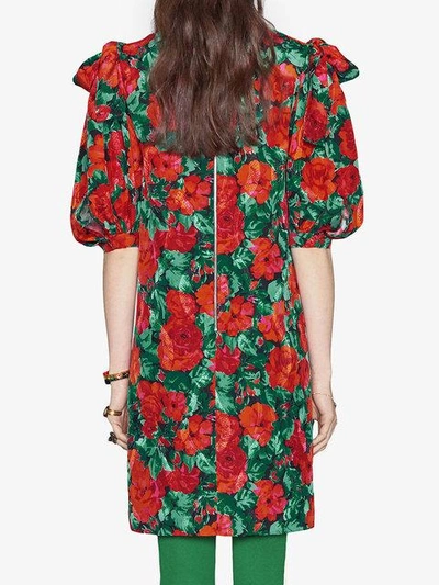 Shop Gucci Poppy Snake Jacquard Dress