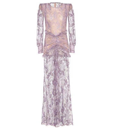 Alessandra Rich Lace Gown In Lillac
