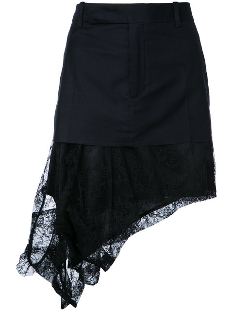 A.F.Vandevorst Asymmetric Lace Hem Mini Skirt In Black | ModeSens