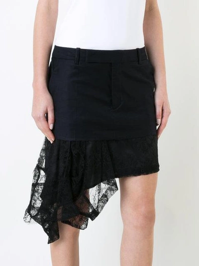 Shop A.f.vandevorst Asymmetric Lace Hem Mini Skirt In Black