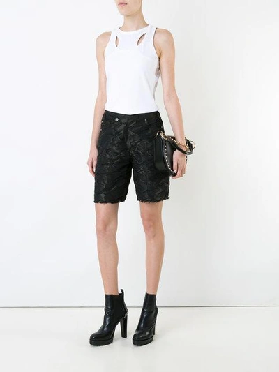 Shop A.f.vandevorst Crumpled Frayed Shorts In Black