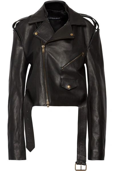 Y/project Cutout Leather Biker Jacket In Black