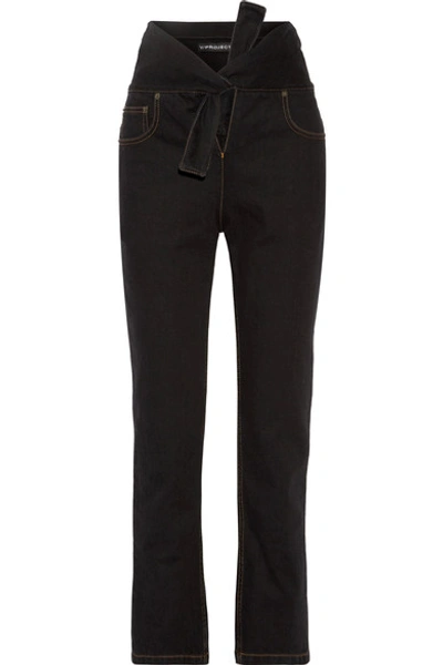 Y/project Woman Tie-front High-rise Straight-leg Jeans Black