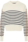 Y/PROJECT Velvet-trimmed striped merino wool sweater