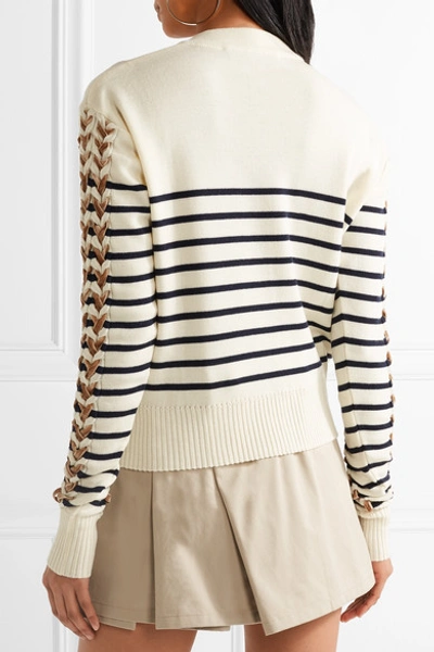 Shop Y/project Velvet-trimmed Striped Merino Wool Sweater