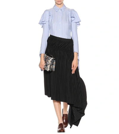 Shop Marni Pleated Cotton Skirt In Black