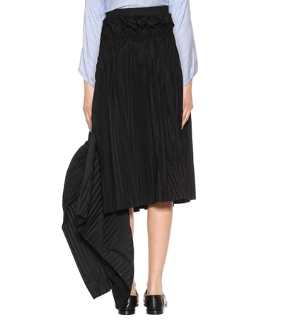 Shop Marni Pleated Cotton Skirt In Black