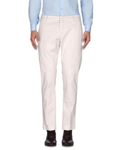 Shop Dondup Man Pants Ivory Size 34 Cotton, Elastane In White