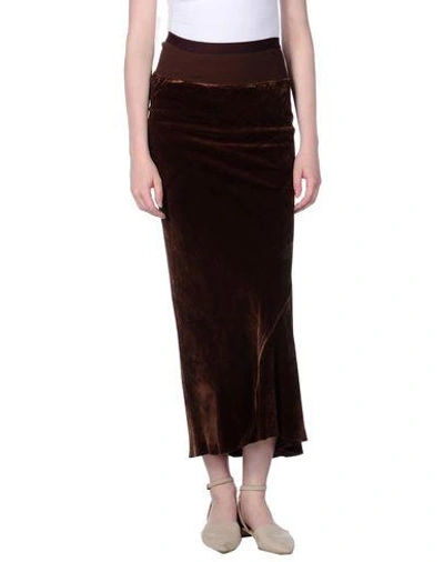 Shop Rick Owens Long Skirts In Dark Brown