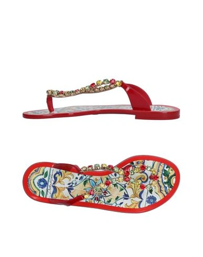 Dolce & Gabbana Toe Strap Sandals In Red