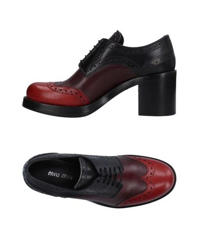 Miu Miu Lace-up Shoes In Dark Brown