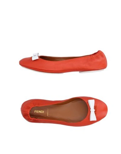 Fendi Ballet Flats In Red