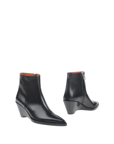 Acne Studios Woman Cony Leather Wedge Ankle Boots Black