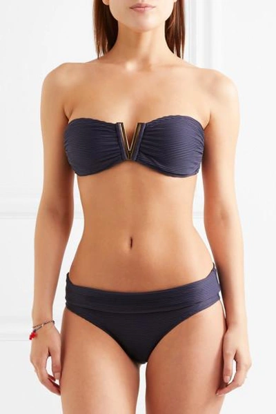 Shop Heidi Klein Hamptons Embellished Bandeau Bikini Top In Midnight Blue