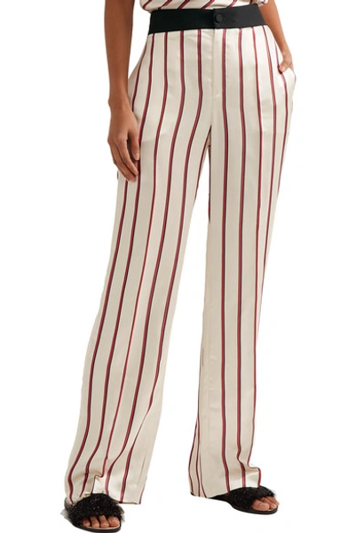 Shop Lanvin Striped Satin-jacquard Wide-leg Pants