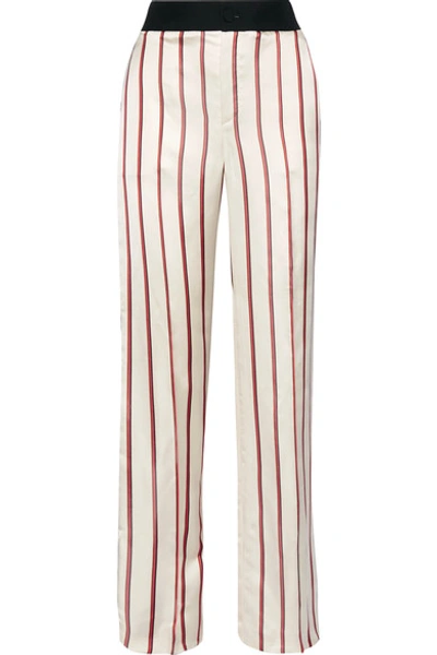 Shop Lanvin Striped Satin-jacquard Wide-leg Pants