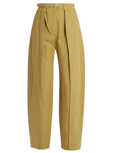 Lemaire High-rise Wide-leg Cotton Cargo Trousers In Beige