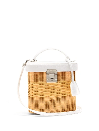 Mark Cross Benchley Rattan And Leather Shoulder Bag In White