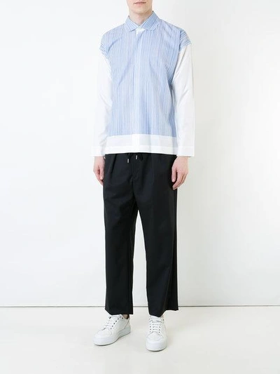 Shop Issey Miyake Pinstripe Shirt In White