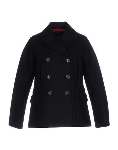 Shop Marc By Marc Jacobs Coats In Dark Blue