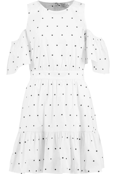 Tanya Taylor Cold-shoulder Embroidered Cotton-blend Poplin Mini Dress