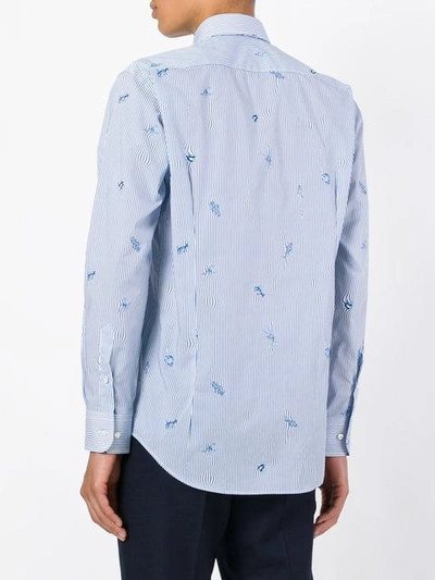 Shop Etro - Striped Fish Print Shirt