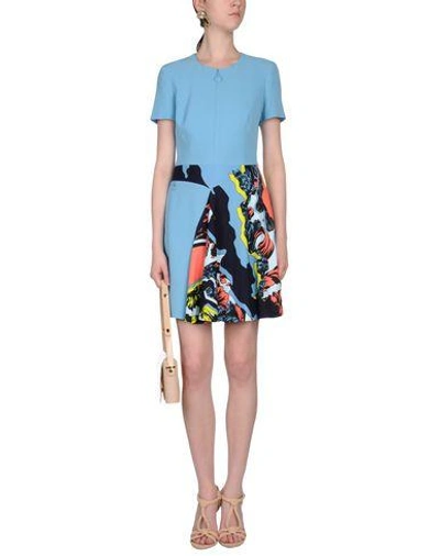 Shop Versace Short Dress In Sky Blue