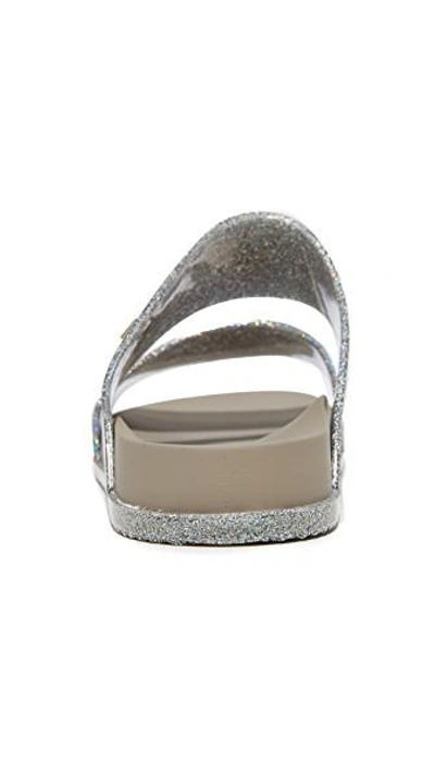 Shop Melissa Cosmic Two Band Slides In Silver Glitter